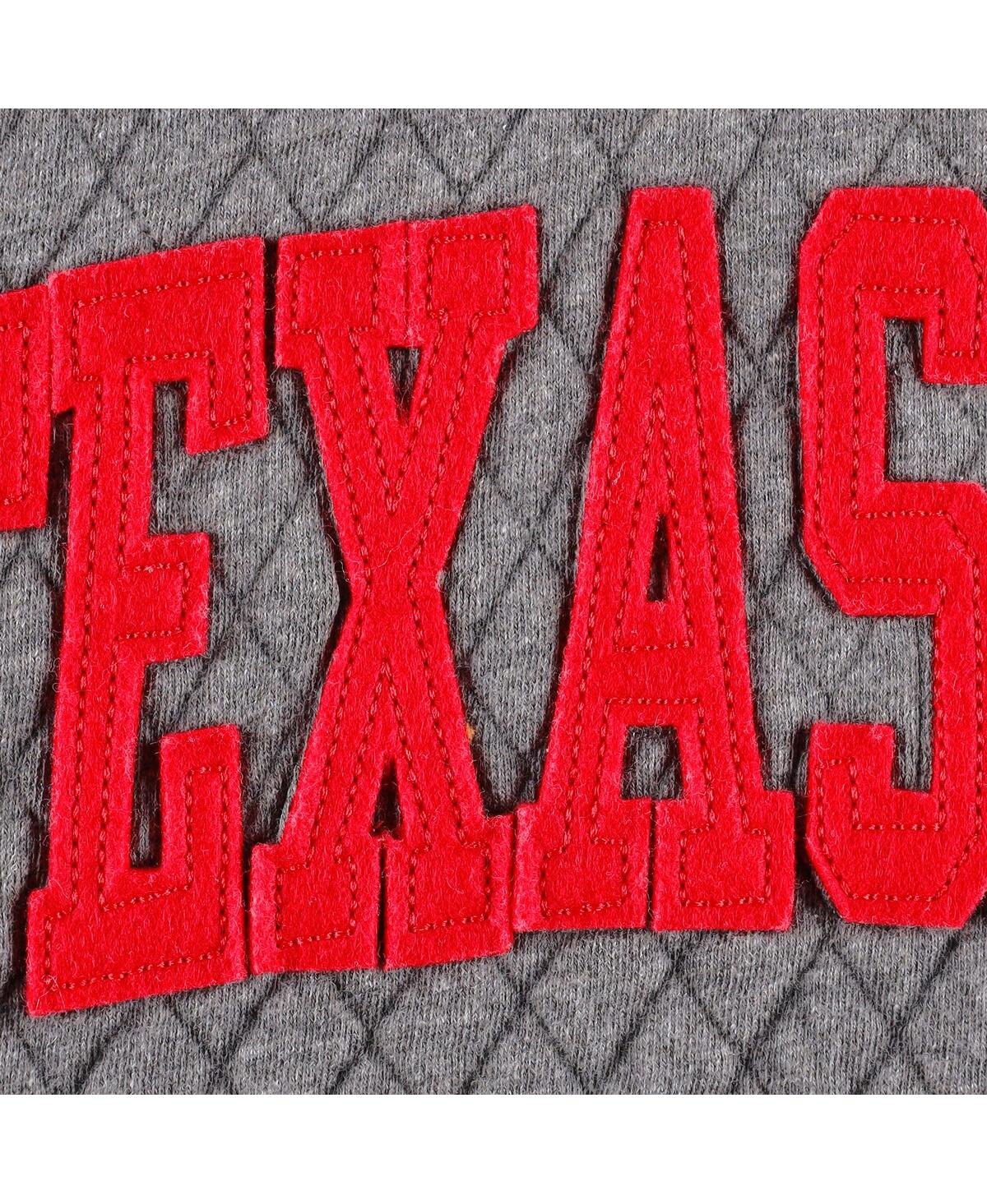 PRESSBOX WOMEN'S PRESSBOX HEATHER CHARCOAL TEXAS TECH RED RAIDERS MOOSE QUILTED PULLOVER SWEATSHIRT 