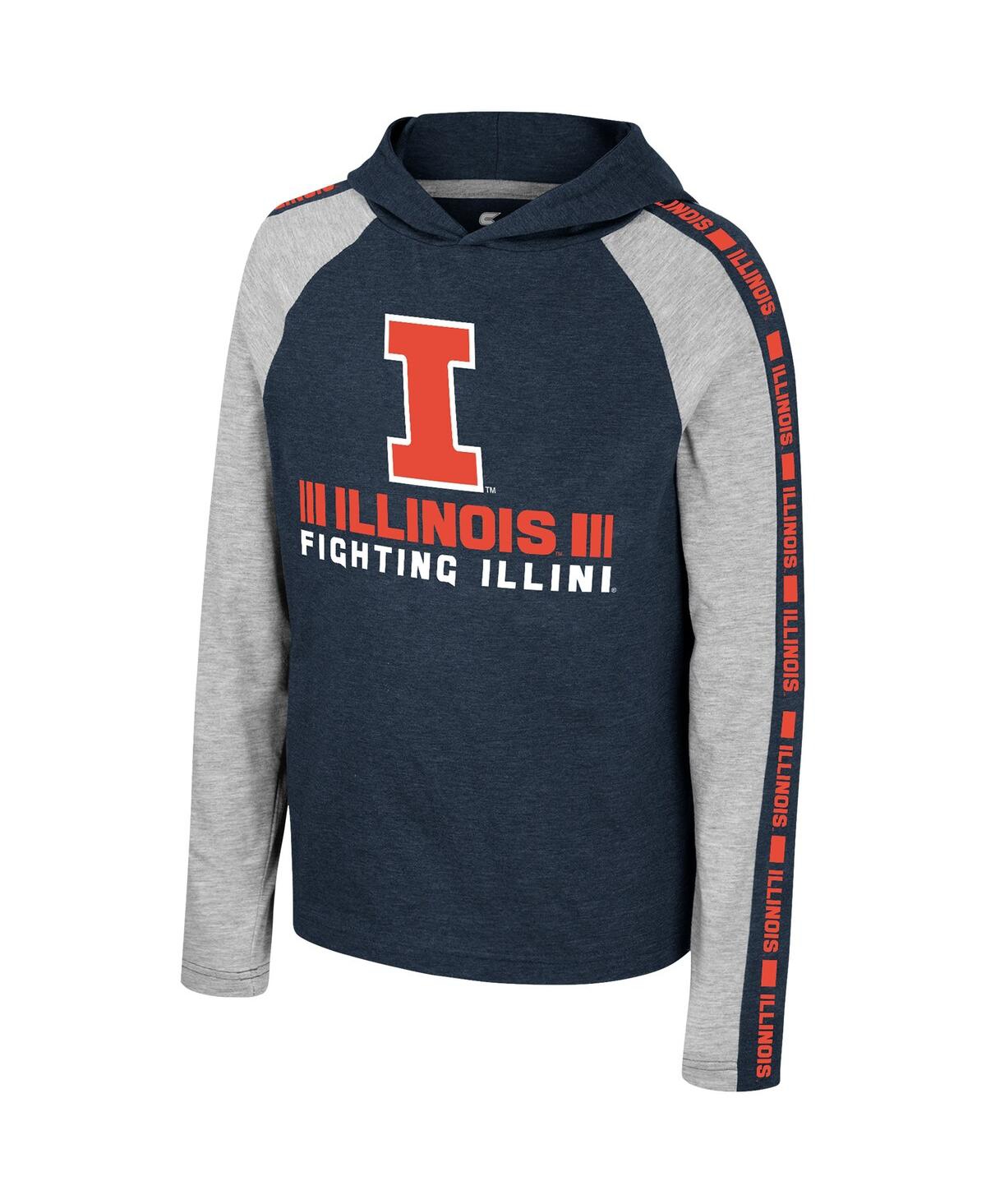 Shop Colosseum Big Boys  Navy Illinois Fighting Illini Ned Raglan Long Sleeve Hooded T-shirt
