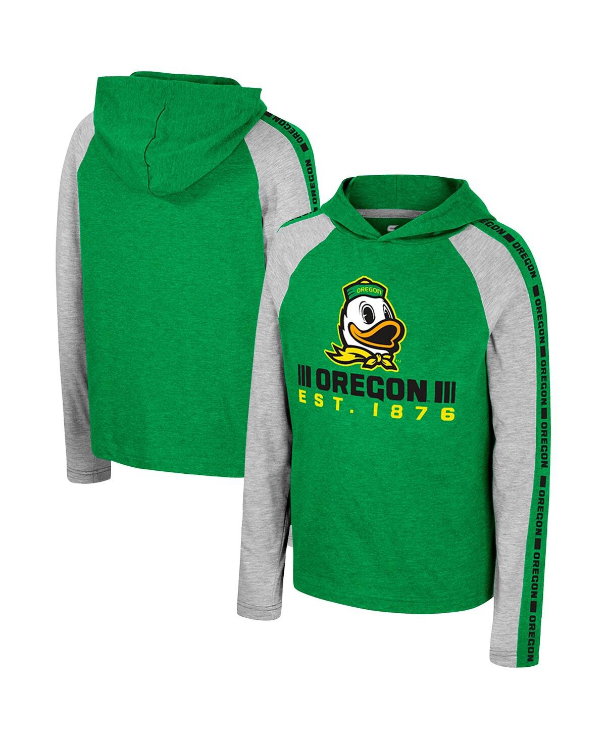 Colosseum Kids' Big Boys  Green Oregon Ducks Ned Raglan Long Sleeve Hooded T-shirt
