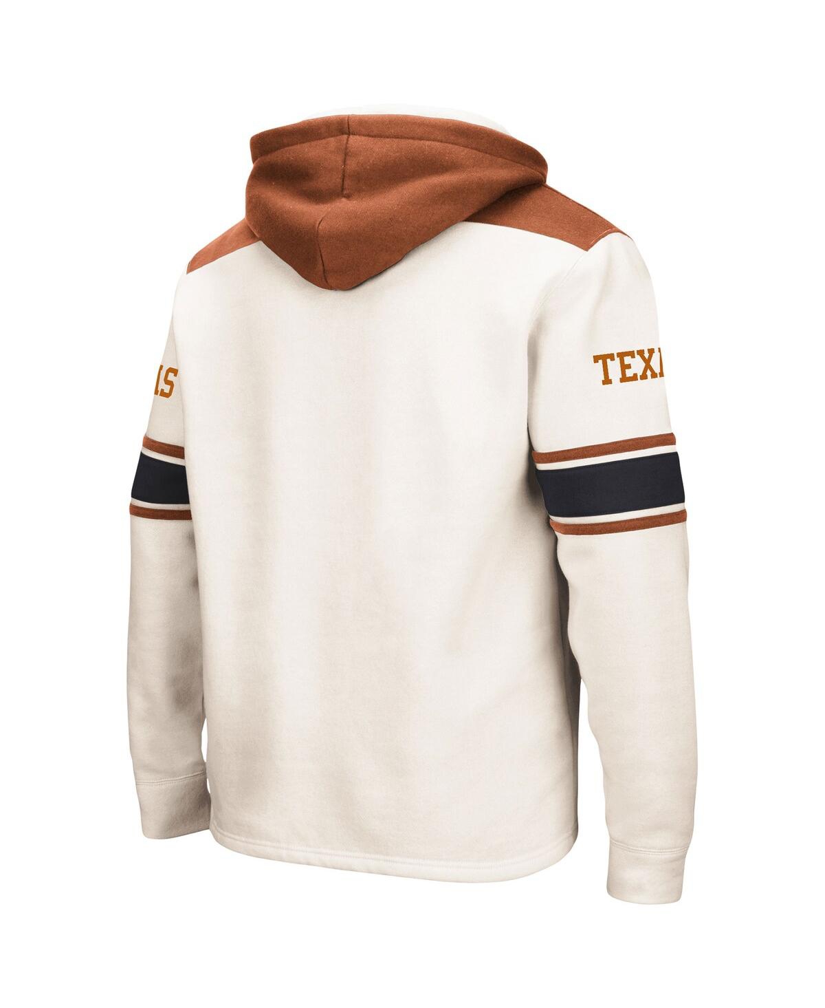 Colosseum Men's  Cream Texas Longhorns Big And Tall Hockey Lace-up Pullover Hoodie In Cream
