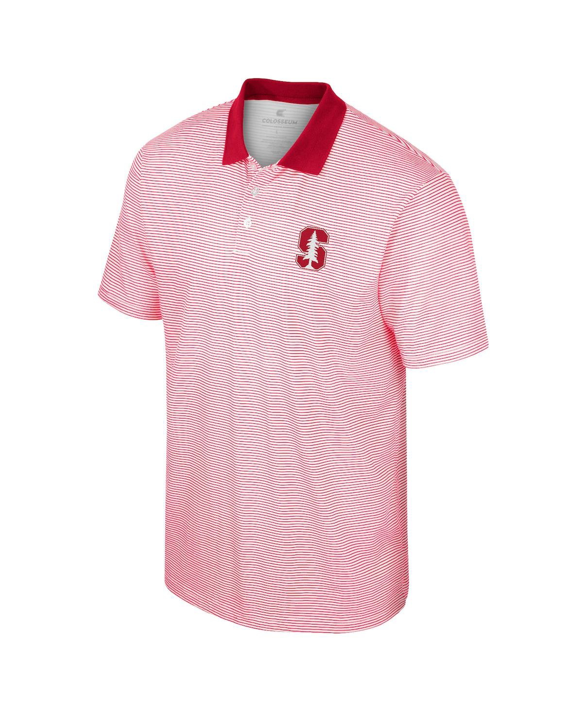 Shop Colosseum Men's  Red Stanford Cardinal Print Stripe Polo Shirt