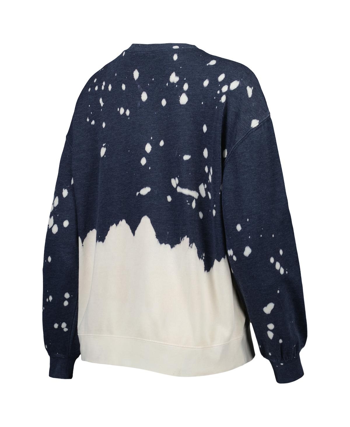 Women's Gameday CoutureDistressed North Carolina Tar Heels Twice As Nice Faded Dip-Dye Pullover Long Sleeve Top - Navy