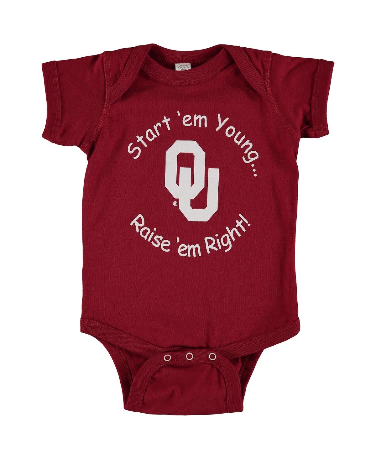 Little King Apparel Babies' Newborn And Infant Boys And Girls Crimson Oklahoma Sooners Start 'em Young Bodysuit