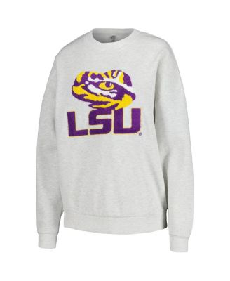 Women's Ash LSU Tigers Team Effort Pullover Sweatshirt and Shorts Sleep Set