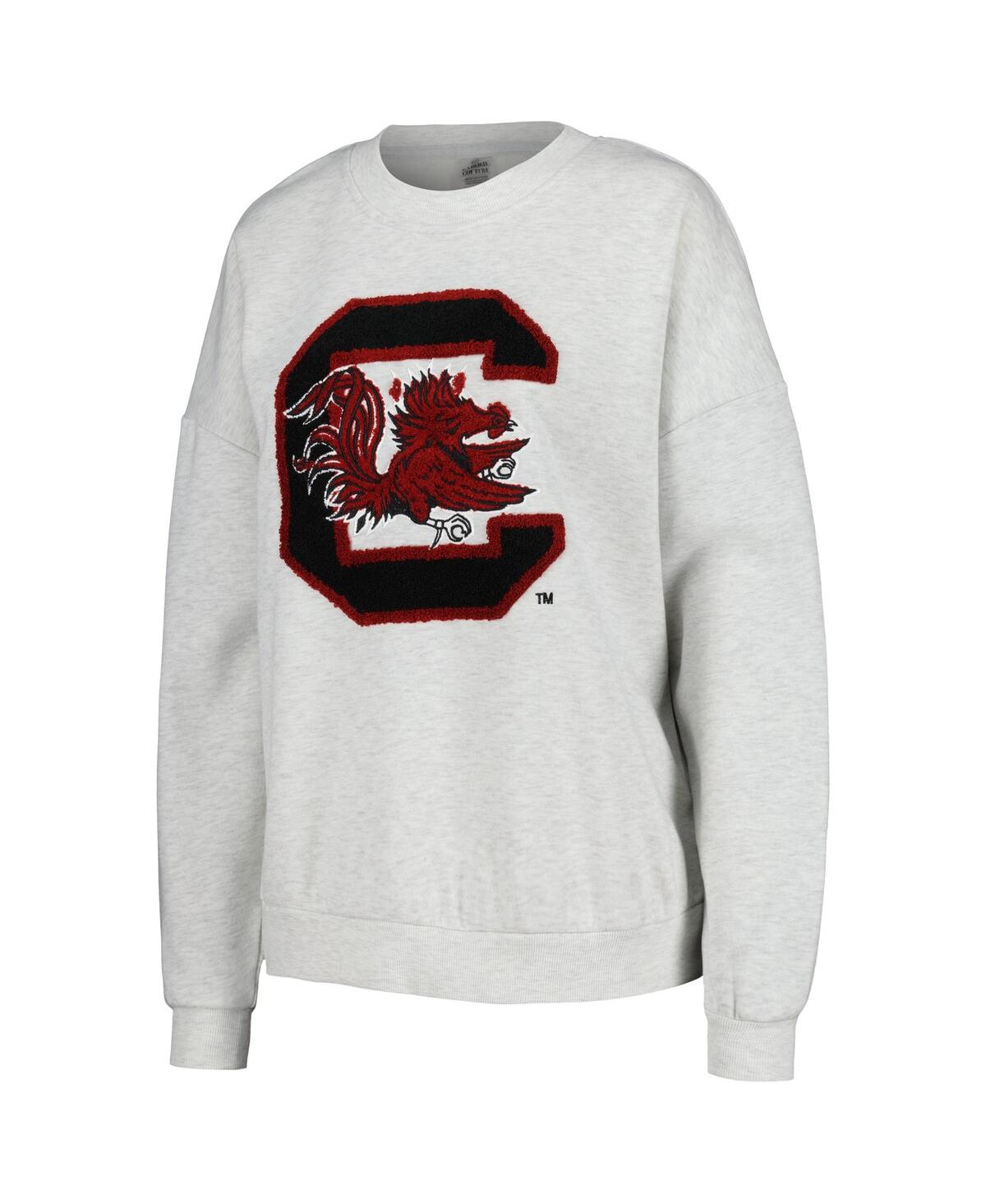 GAMEDAY COUTURE WOMEN'S GAMEDAY COUTURE ASH SOUTH CAROLINA GAMECOCKS TEAM EFFORT PULLOVER SWEATSHIRT AND SHORTS SLEE 