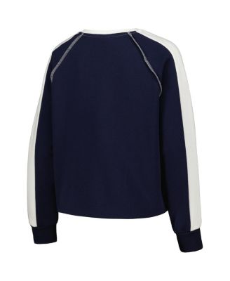 Women's Navy Penn State Nittany Lions Blindside Raglan&nbsp;Cropped Pullover Sweatshirt