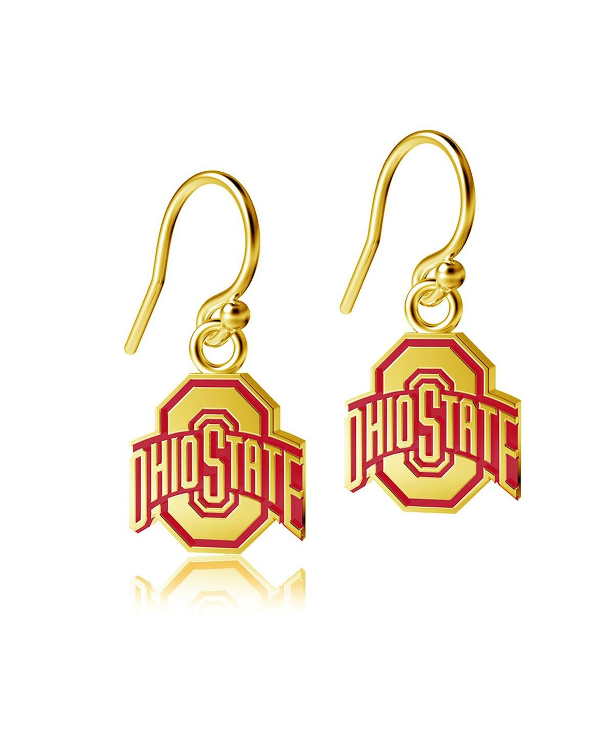 Dayna Designs Women's  Ohio State Buckeyes Gold Plated Dangle Earrings
