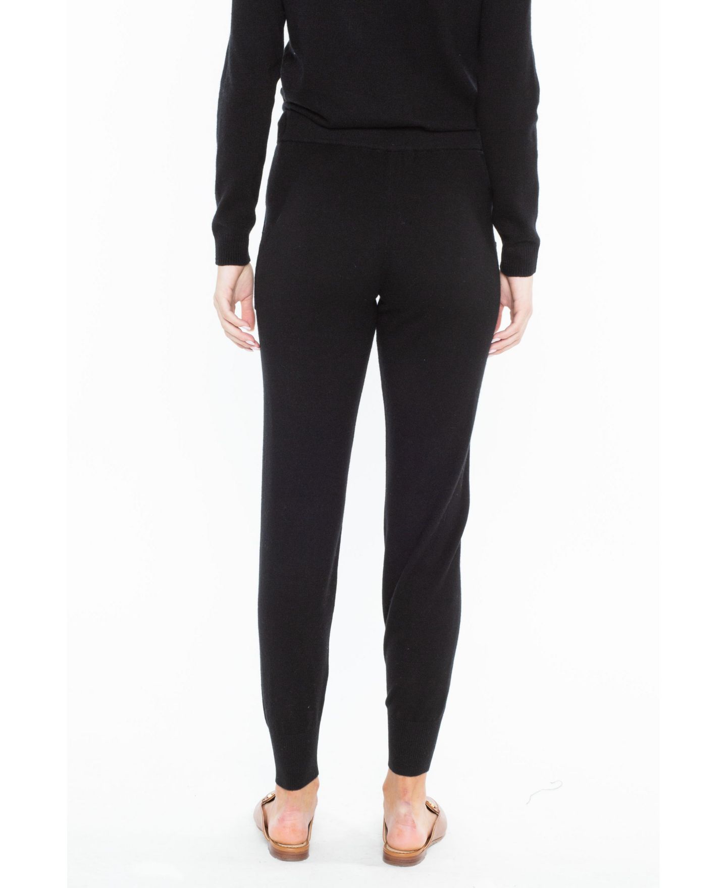Женские брюки JENNIE LIU 100% Pure Cashmere Knitted Jogger, цвет: Чёрный — фото 2