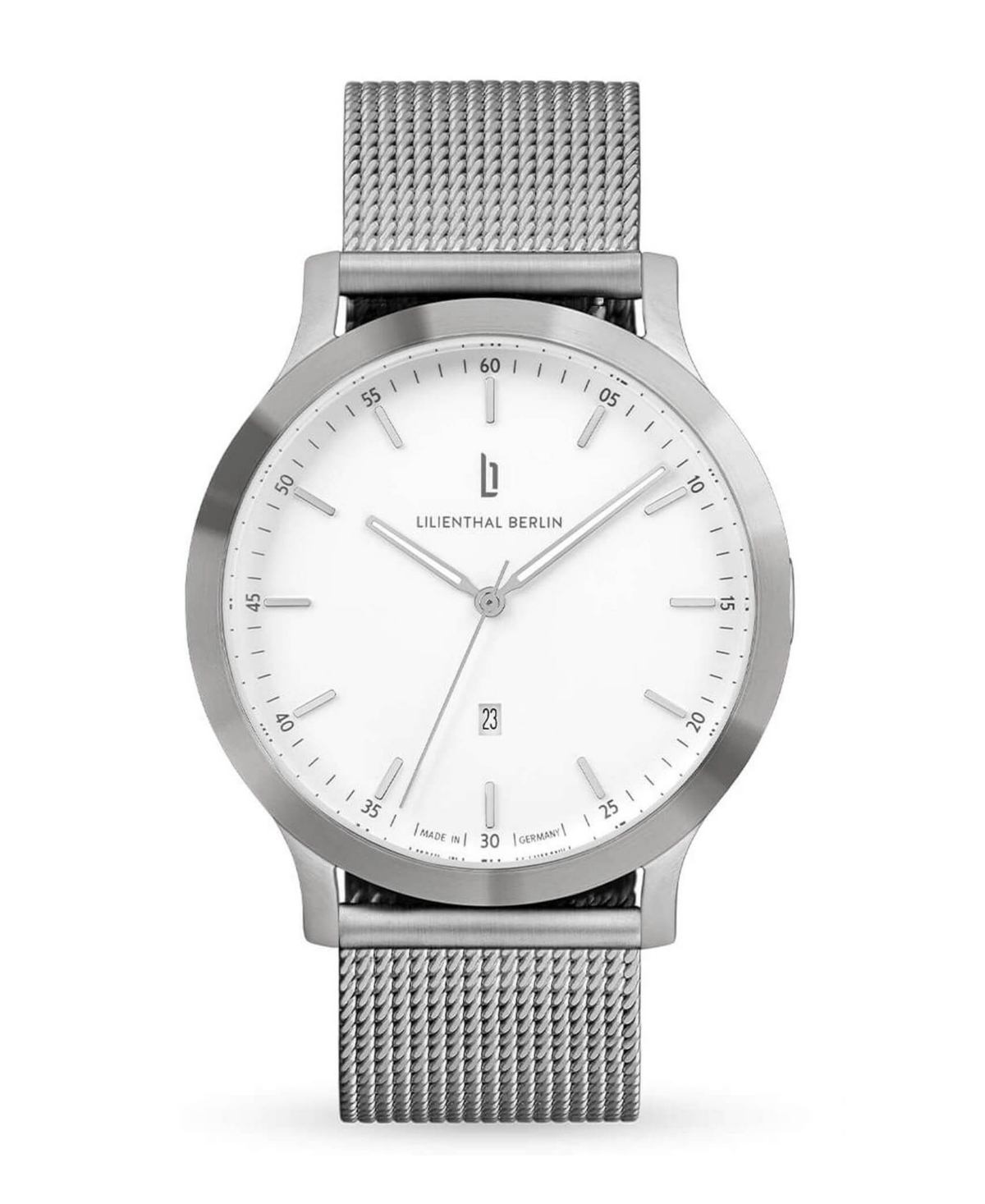 Unisex Huxley Silver White Silver-Tone Stainless Steel Mesh Watch 40mm - Silver
