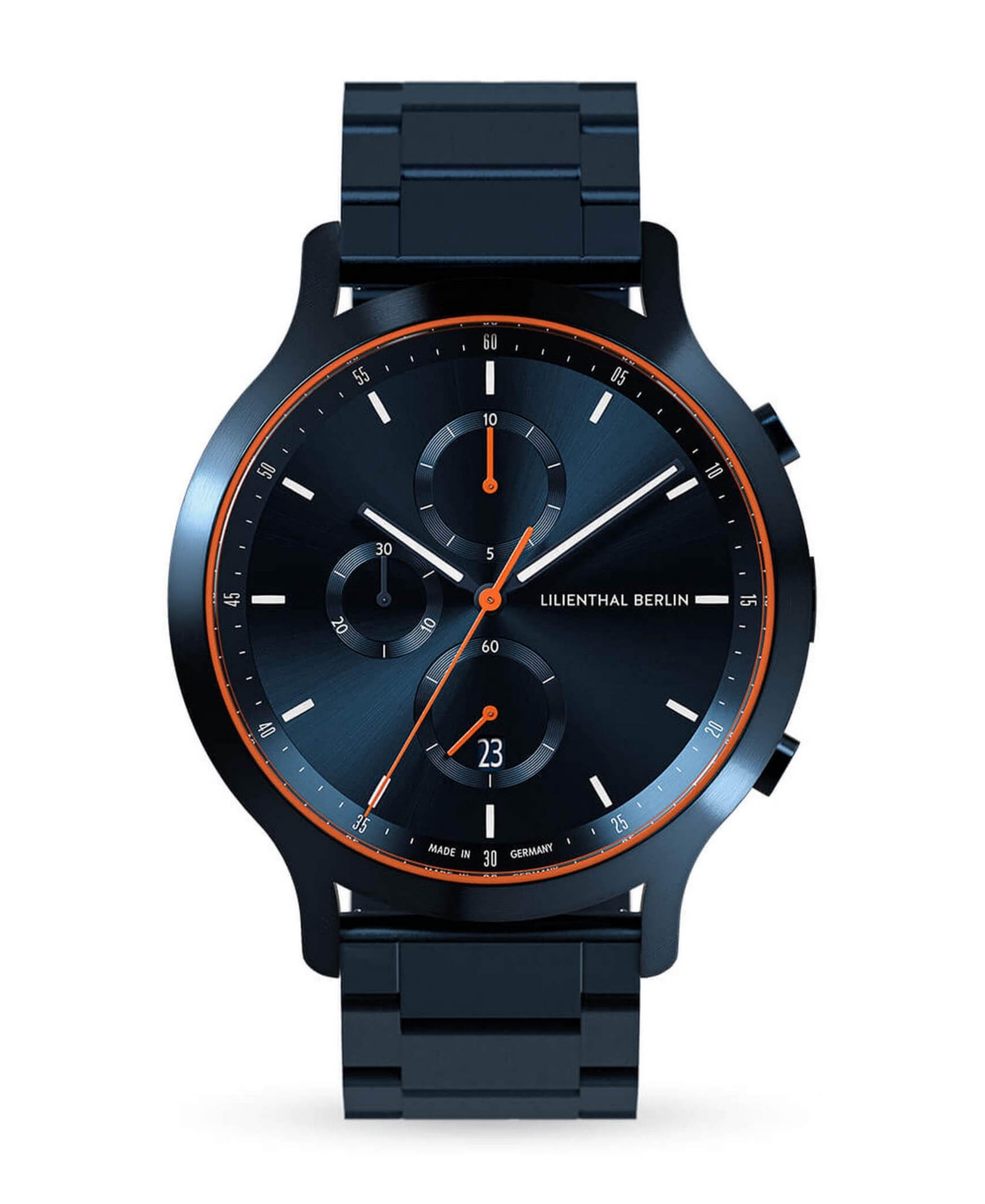 Men's Blue Orange Chronograph Blue Stainless Steel Link Watch 42mm - Blue