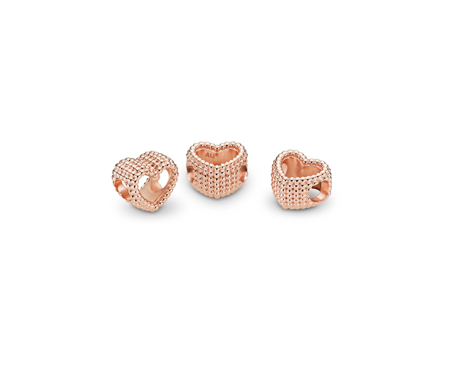 14K Rose Gold-Plated Beaded Open Heart Charm