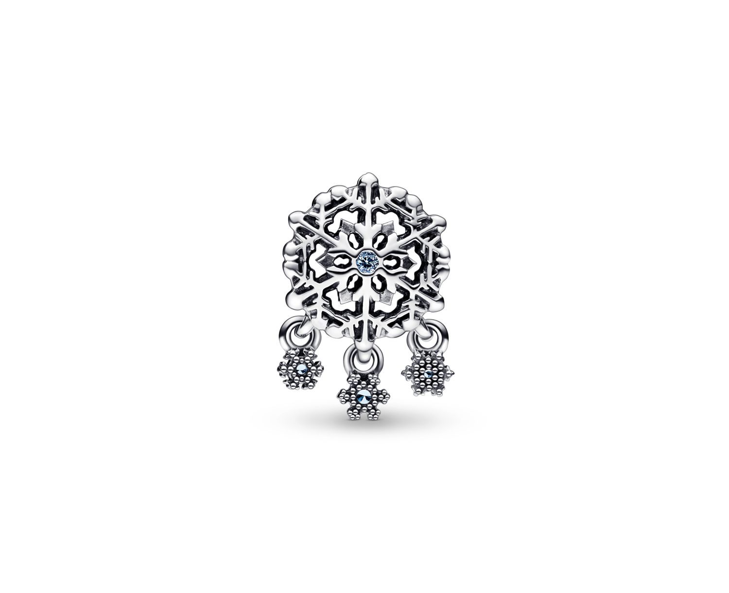 Crystal Stone Icy Snowflake Drop Charm