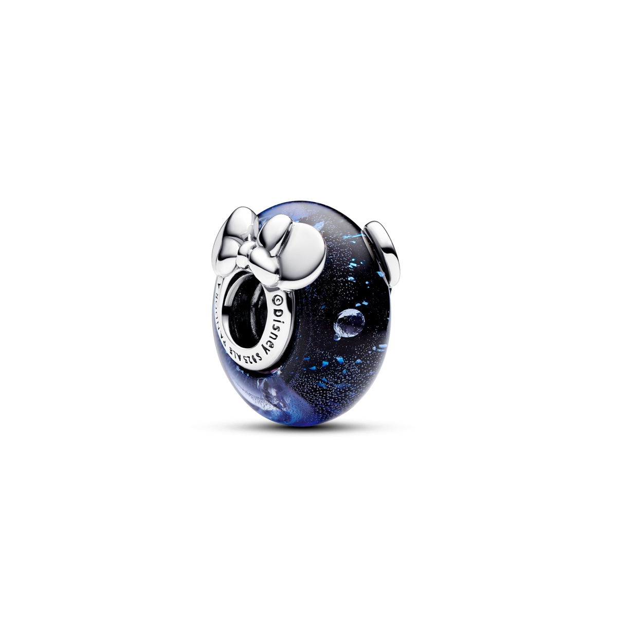Disney Sterling Silver Mickey Mouse Minnie Mouse Murano Glass Charm - Blue