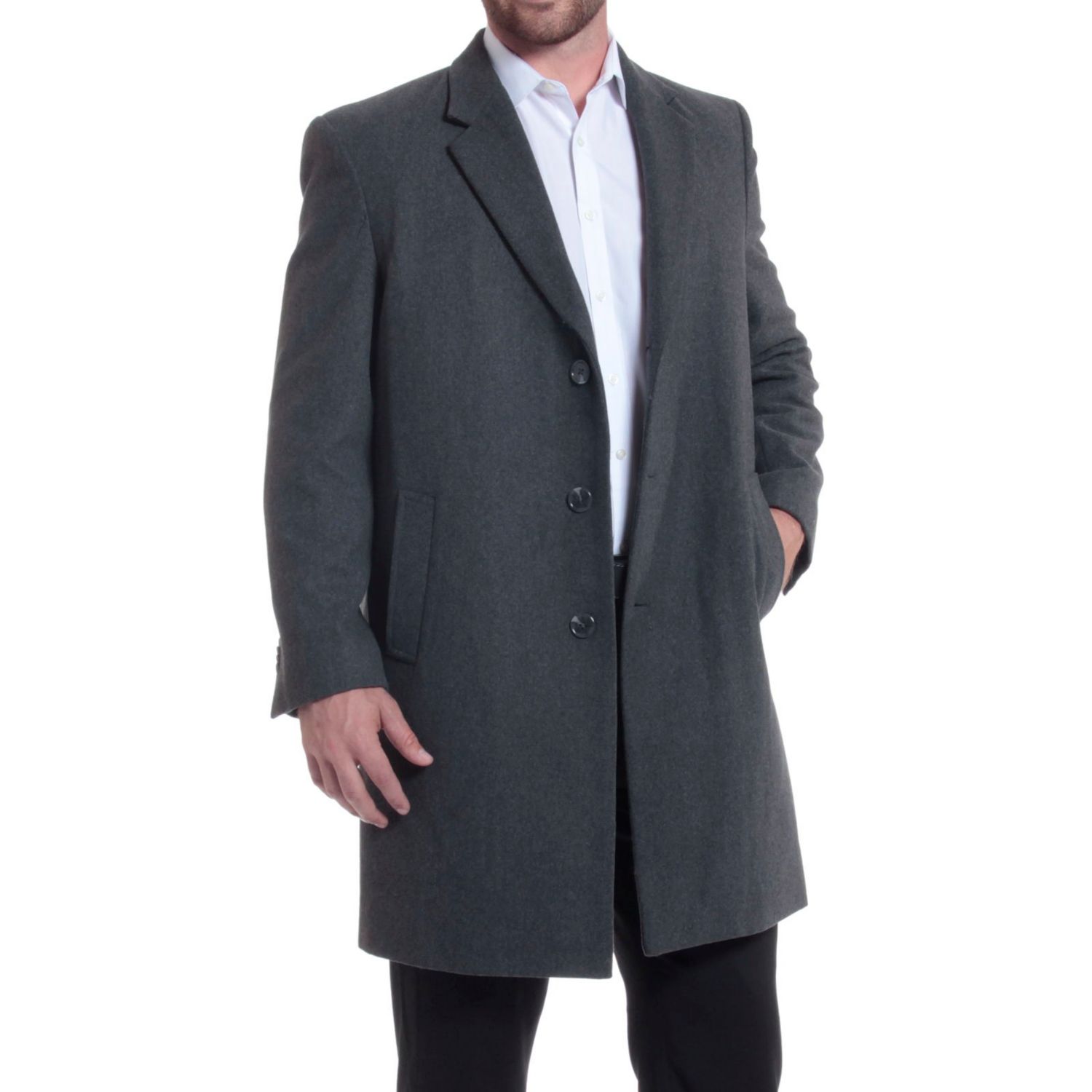 Men's Luke Wool Tailored 37" Walker Jacket Top Coat Car Coat Overcoat