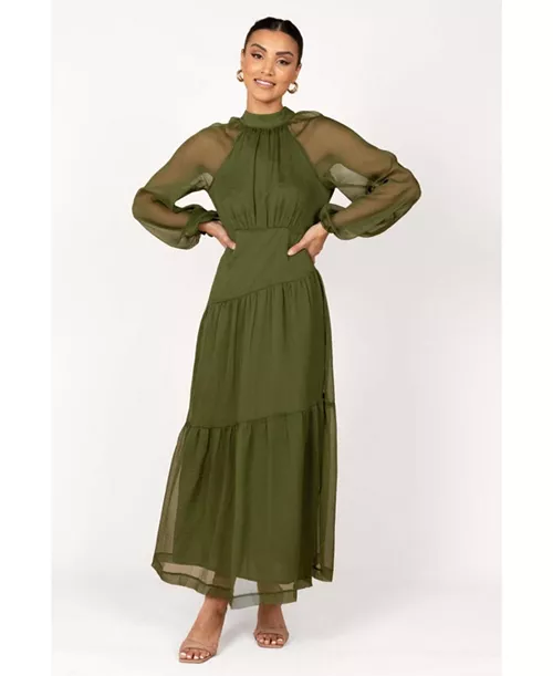 women's julip sheer long sleeve maxi dress