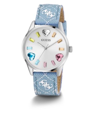 GUESS デニム地 腕時計 レディース GUESS Women's Analog Blue 100% Denim Watch 36mm - Macy's