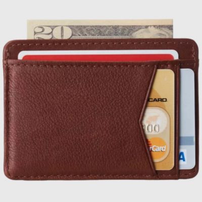 Men RFID Safe Minimalist Front Pocket Wallet Leather Thin Card Case