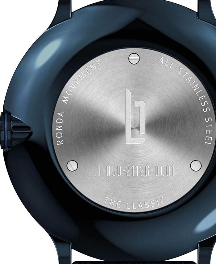 Lilienthal Berlin Men's The Classic Blue Rose Gold Navy Blue Leather