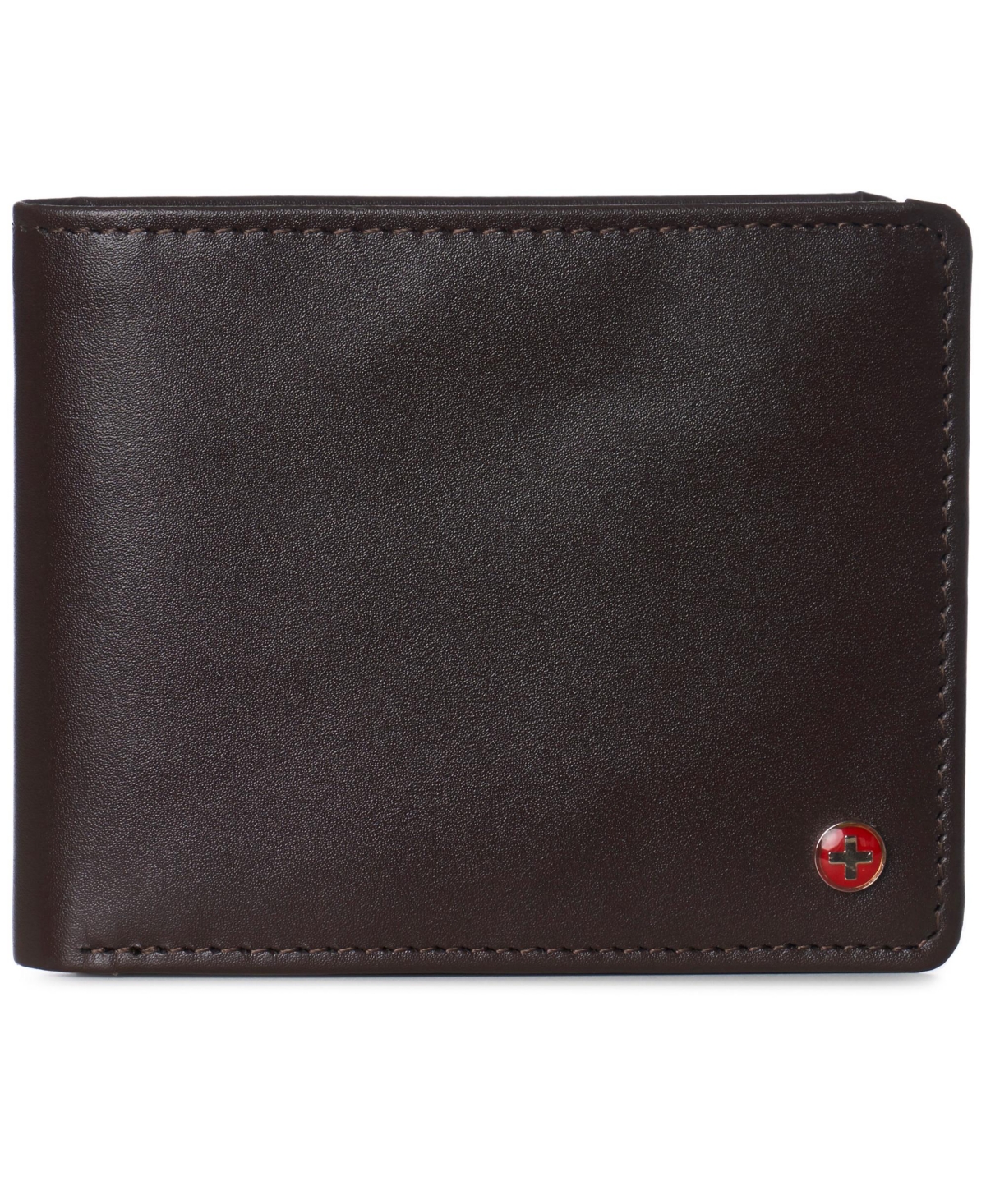 Mens Rfid Protected Leather Wallet Center Flip Commuter Bifold 2 Id - Black