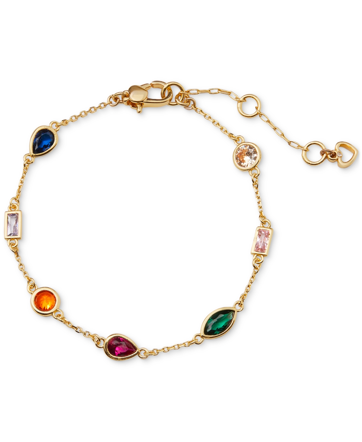 Shop Kate Spade Gold-tone Multicolor Crystal Delicate Link Bracelet