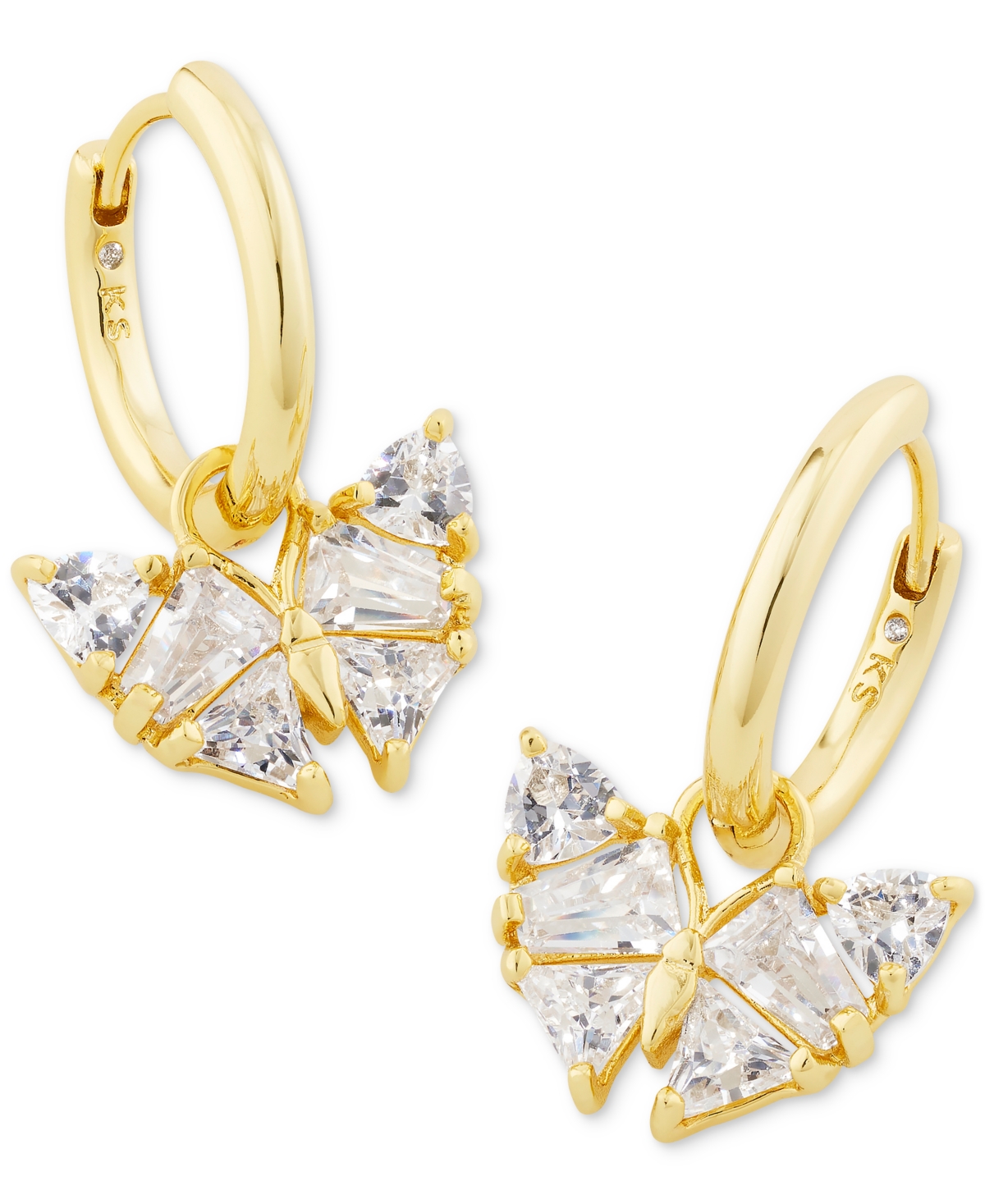 Kendra Scott Gold-tone Blair Butterfly Huggie Hoop Earrings In Gold/white Crystal