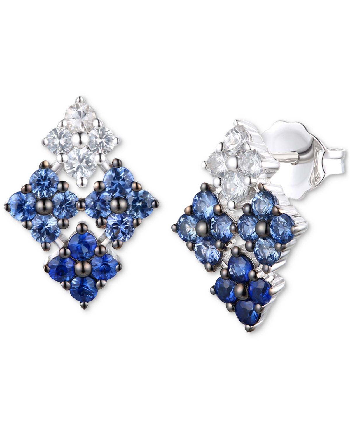 Le Vian Ombre Denim Ombre (3/4 Ct. T.w.) & White Sapphire (1/4 Ct. T.w.) Quad Cluster Statement Stud Earring In K Vanilla Gold Earrings