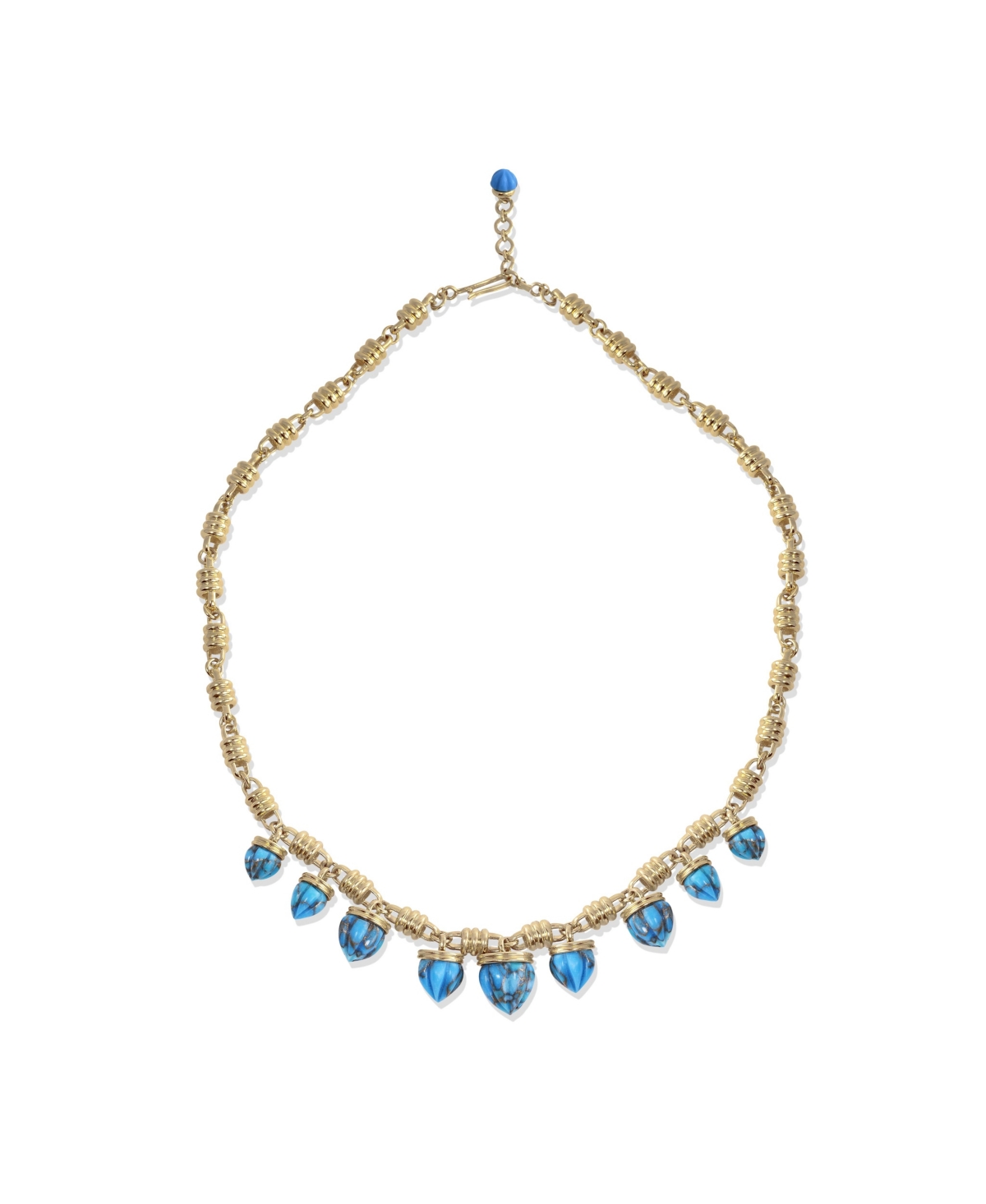 Sunshine Twist Design Yellow Gold Plated Silver Turquoise Gemstone Studded Necklace - Yellow