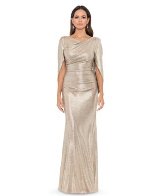 Betsy Adam Metallic Cape Sleeve Gown Macy s