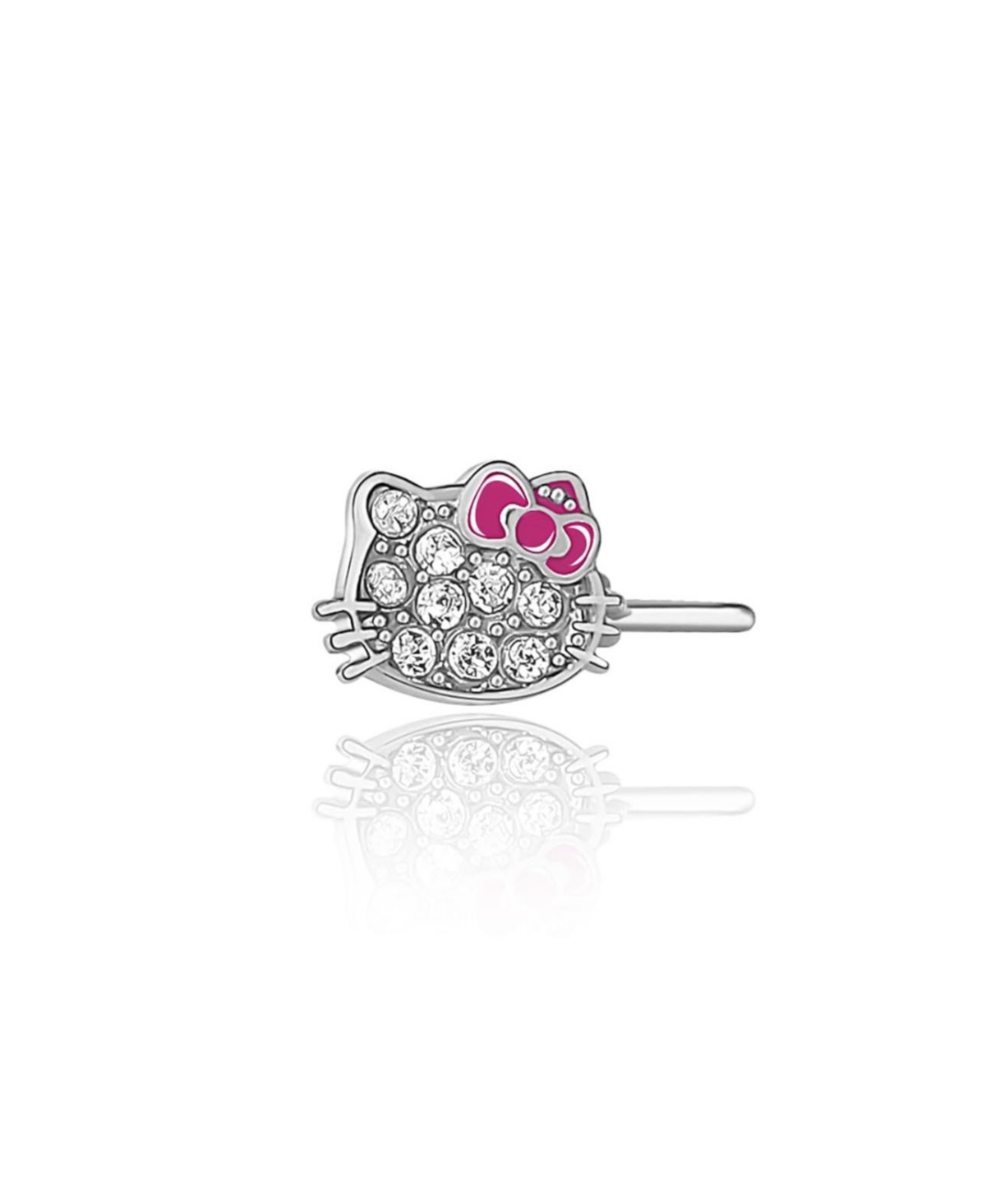 Sanrio Hello Kitty Stainless Steel (316L) Nose Stud - Hello Kitty Crystal, Authentic Officially Licensed - Clear, pink
