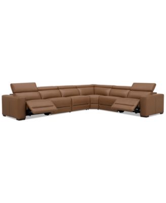 Nevio 157" 6-Pc. Leather Sectional with 2 Power Recliners and Headrests, Created For Macy's