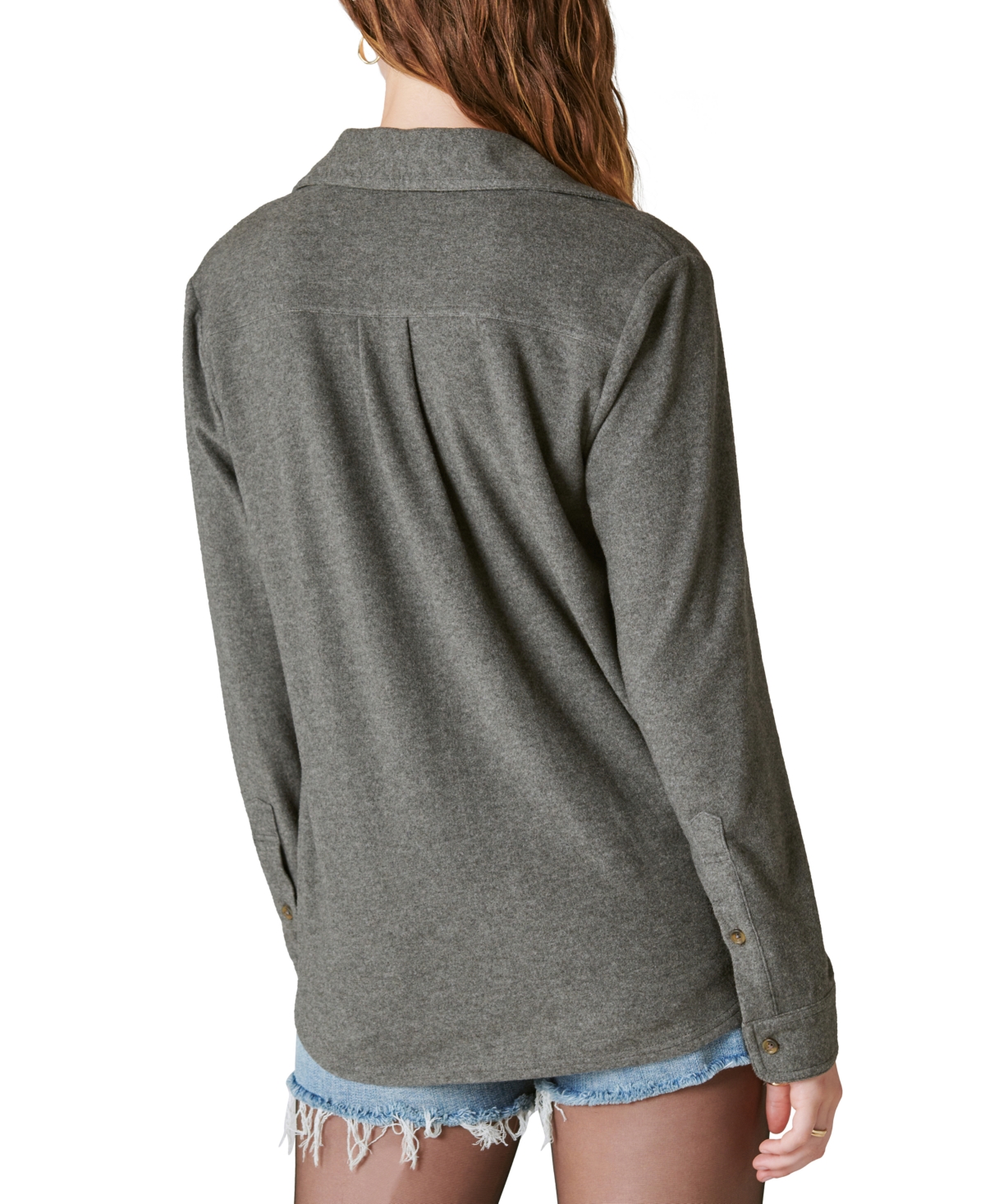 Shop Lucky Brand Women's Cozy Knit Shacket In Charcoal Heather