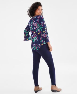 Printed Pintuck Top, Pont&eacute;-Knit Pants & Ankle Booties, Created for Macy's