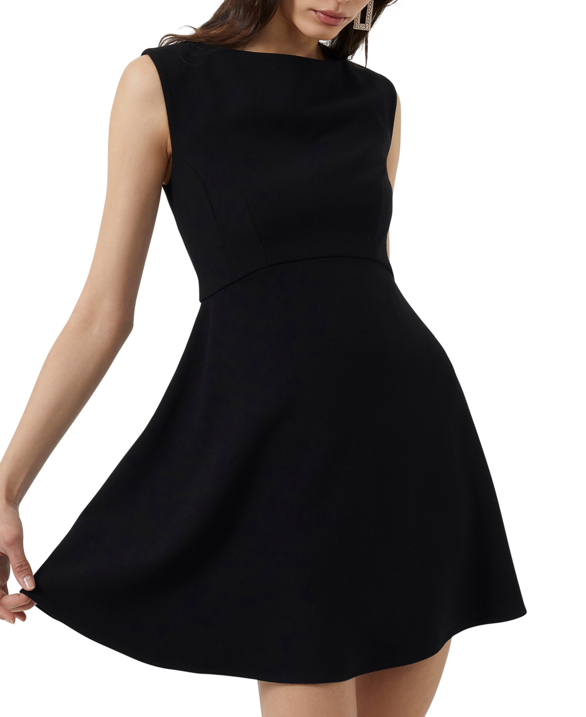 Shop French Connection Women's Whisper Sleeveless Fit & Flare Dress In Blackout