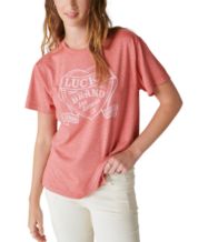 Lucky Brand Classic V-neck Cotton Blend T-shirt - Rose Brown