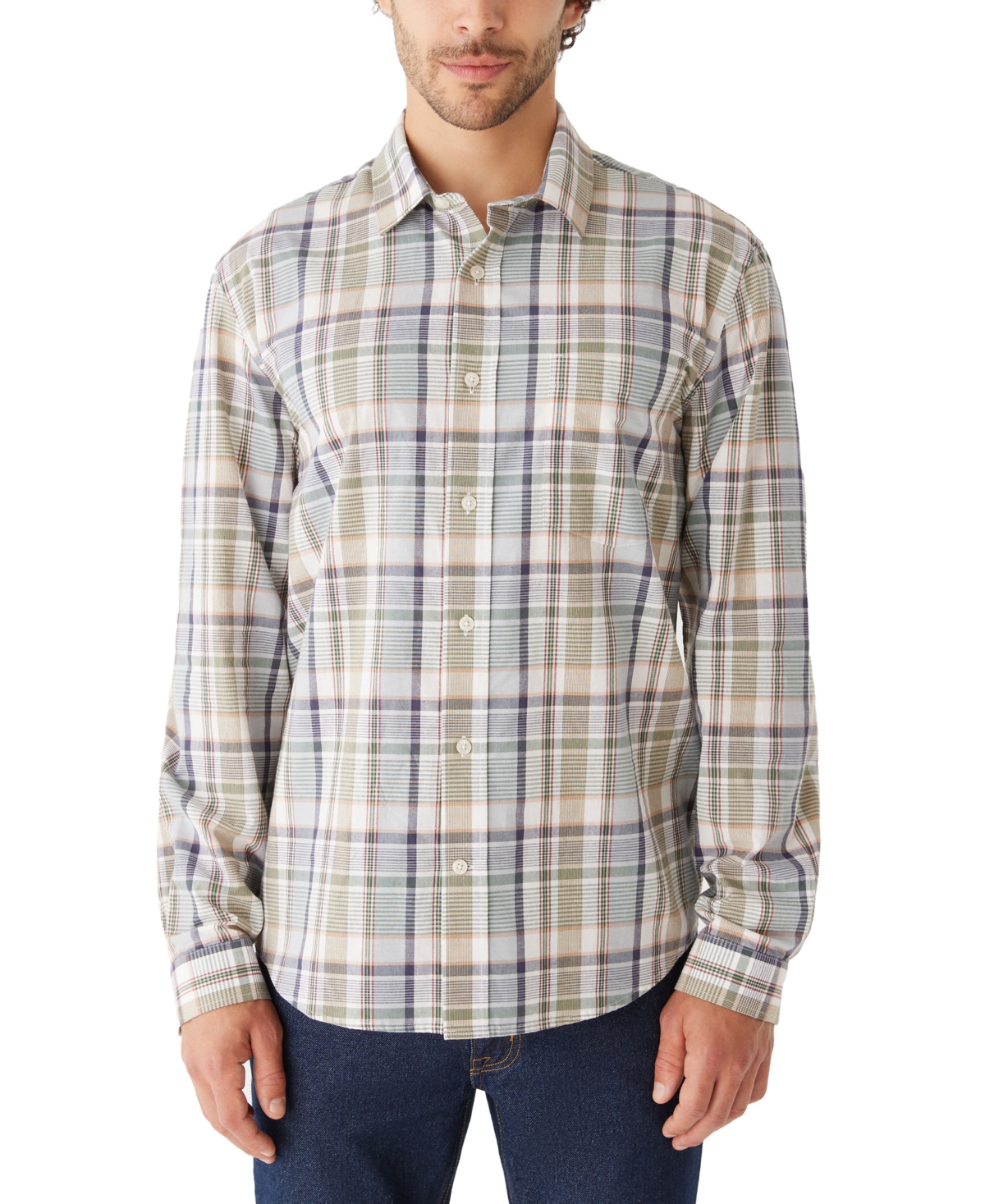 Men's Relaxed-Fit Multi-Plaid Long-Sleeve Button-Up Shirt - Dark Forest