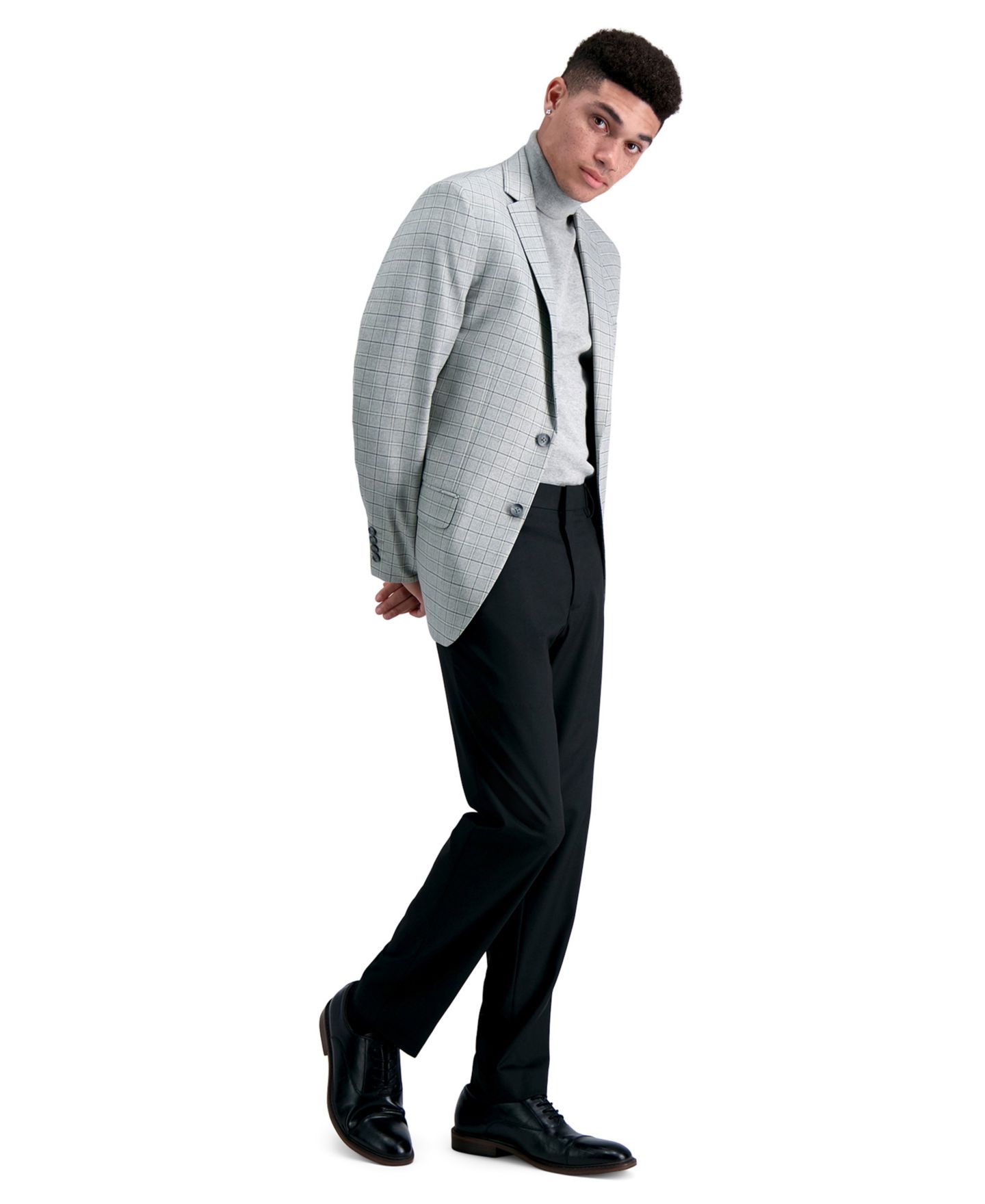 Мужские брюки Kenneth Cole Reaction Slim-Fit Shadow Check Dress Pants, цвет: Чёрный — фото 1