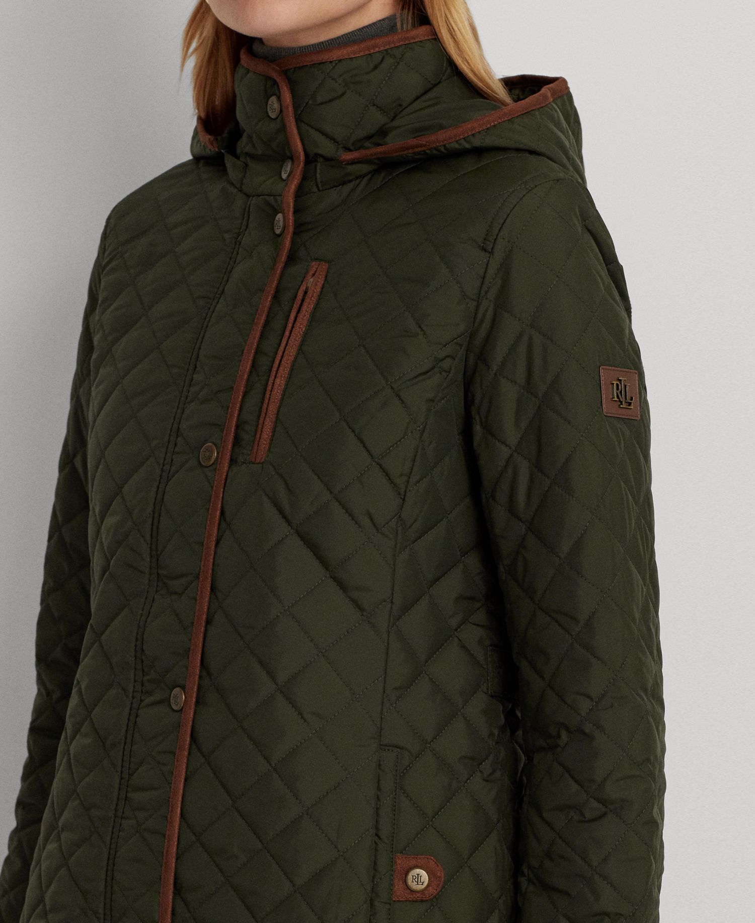 Petite Hooded Diamond-Quilted Coat