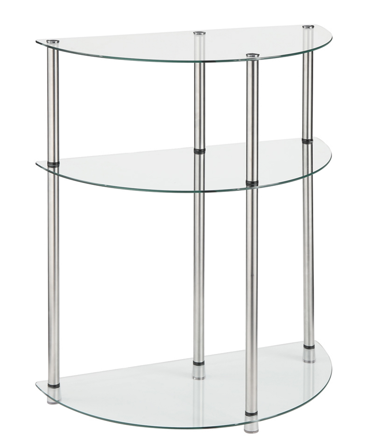 Convenience Concepts Designs2go Classic Glass 3 Tier Half-circle Entryway Hall Table