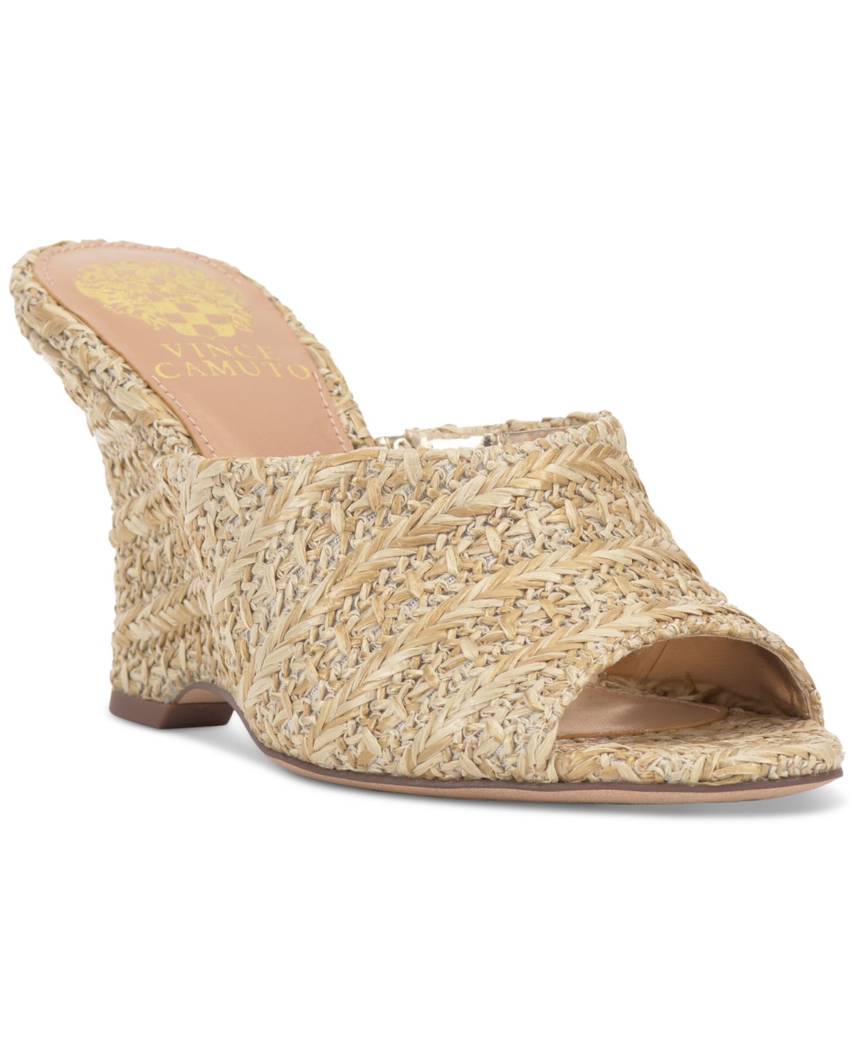 Shop Vince Camuto Women's Vilty Sculpted Slip-on Wedge Sandals In Straw