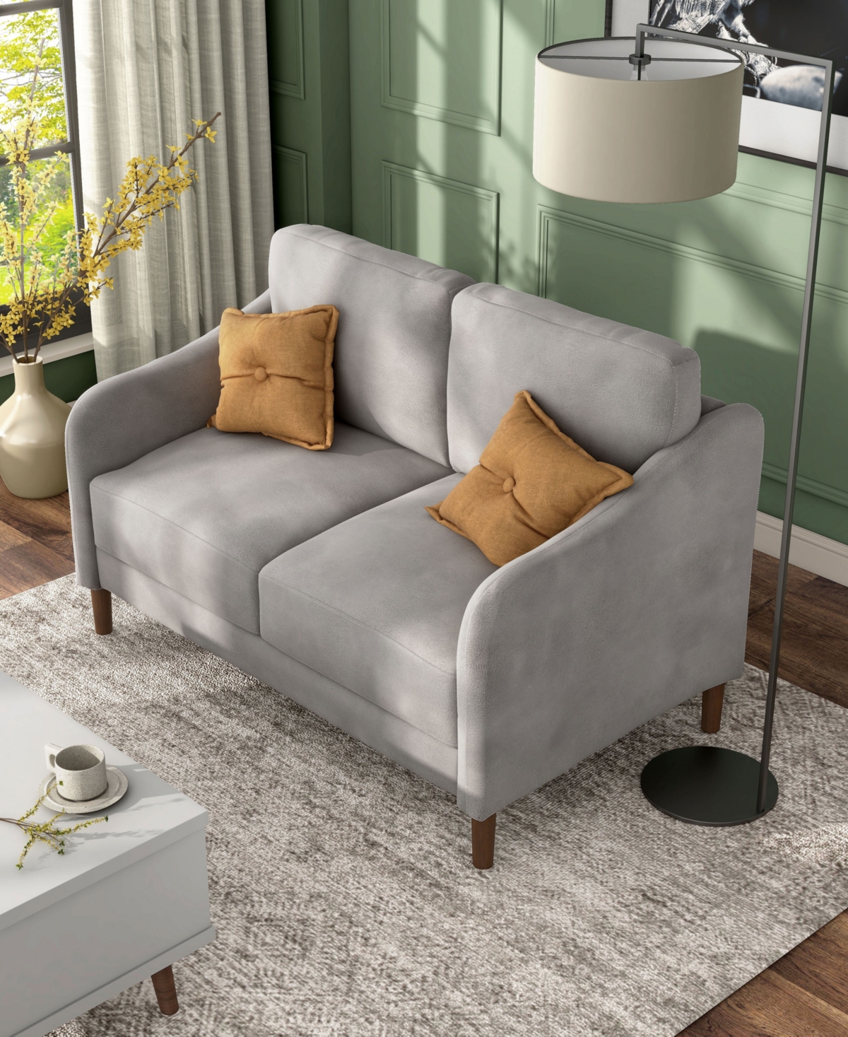 Shop Furniture Of America Peter 51.5" Velvet Loveseat In Gray