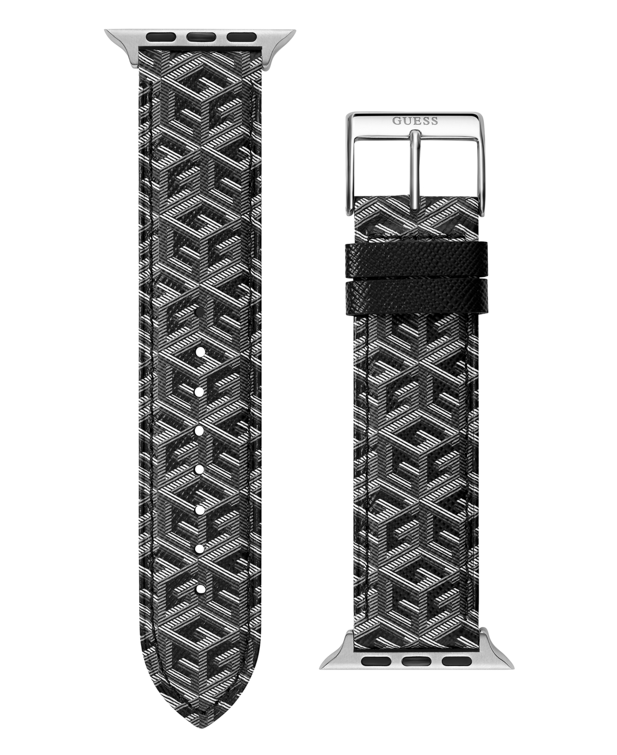 Guess Men's Gray Genuine Leather Apple Watch Strap 42mm-44mm
