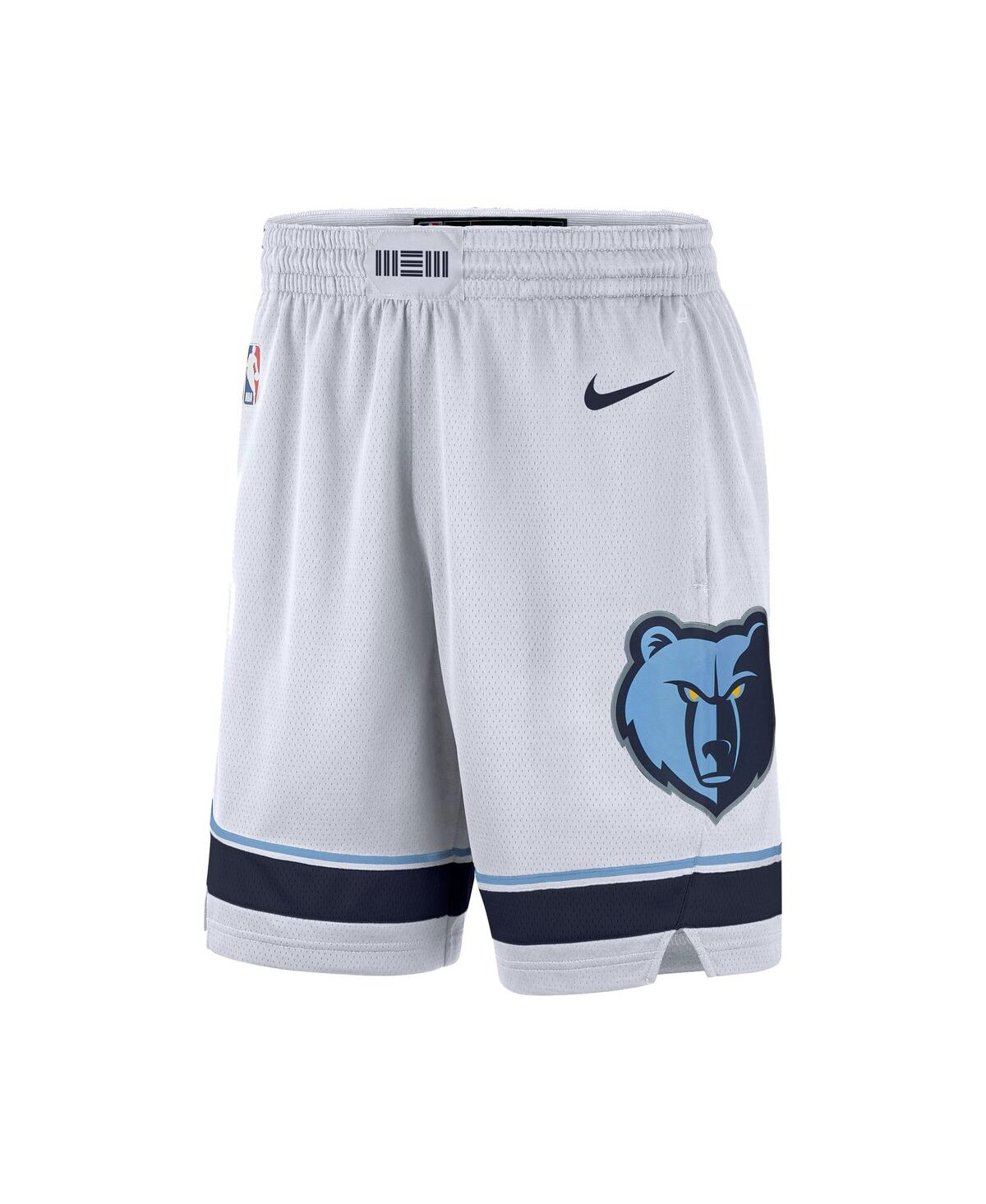 Shop Nike Men's  White, Navy Memphis Grizzlies 2020/21 Association Edition Performance Swingman Shorts In White,navy