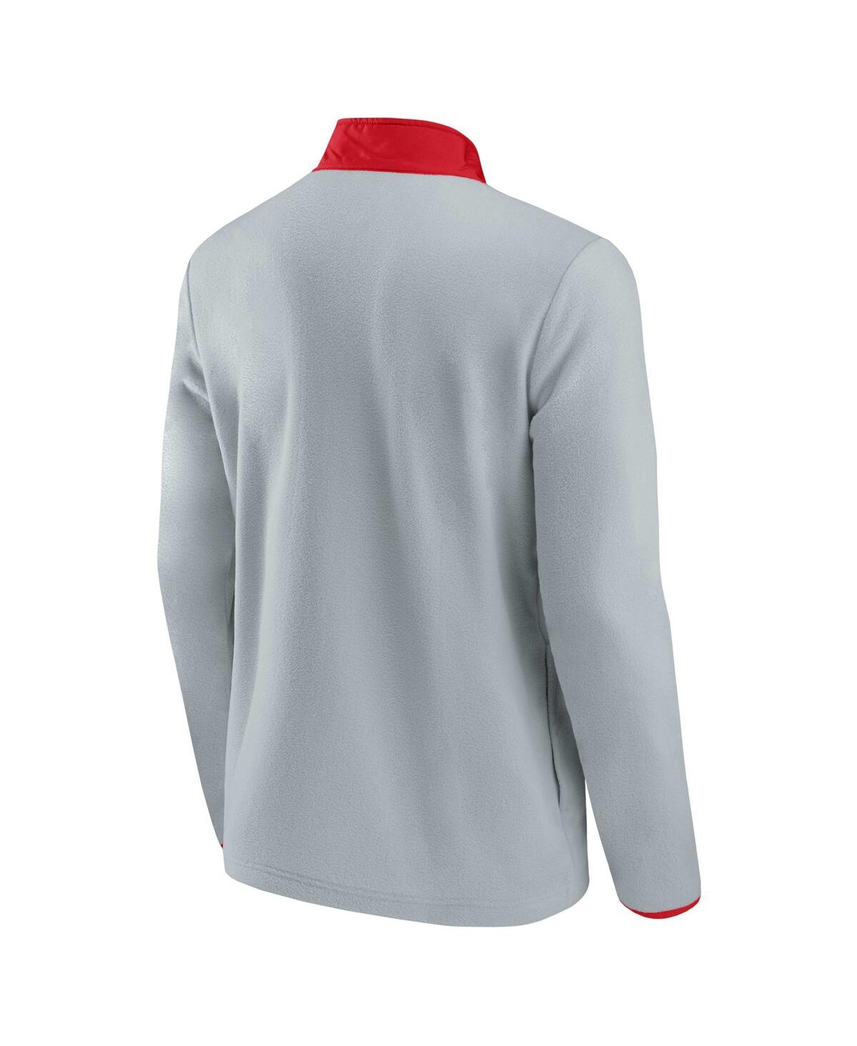 Shop Fanatics Men's  Gray, Red Washington Capitals Omni Polar Fleece Quarter-snap Jacket In Gray,red