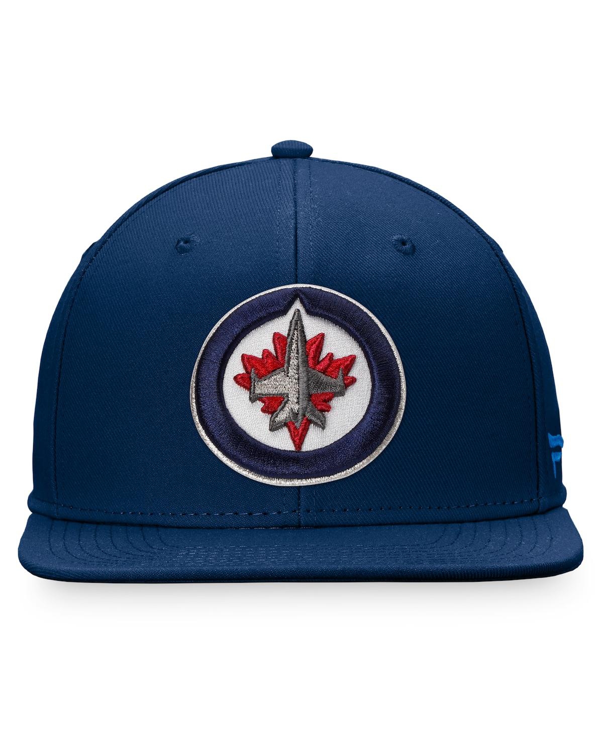 Shop Fanatics Men's  Navy Winnipeg Jets Core Primary Logo Fitted Hat