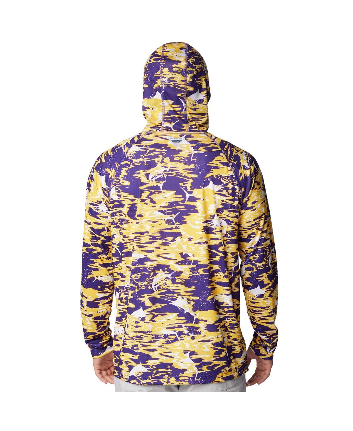 Shop Columbia Men's  Purple Lsu Tigers Pfg Terminal Tackle Omni-shade Rippled Long Sleeve Hooded T-shirt