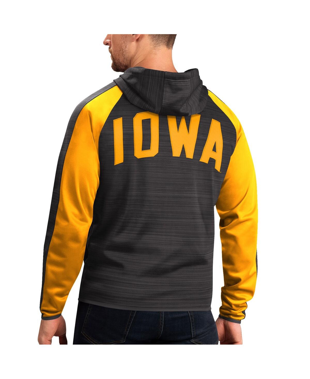 Shop G-iii Sports By Carl Banks Men's  Black Iowa Hawkeyes Neutral Zone Raglan Full-zip Track Jacket Hoodi