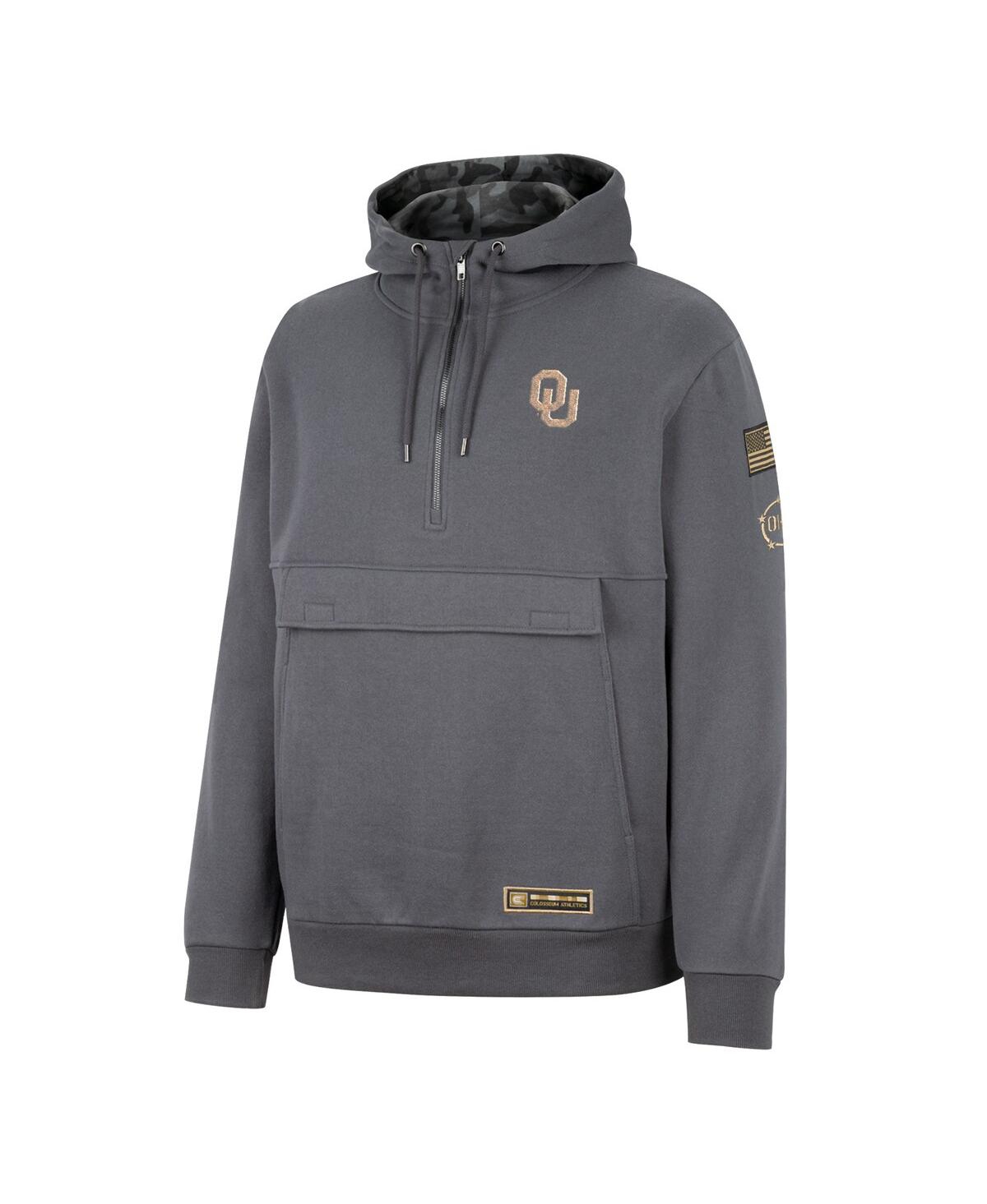 Colosseum Men's  Charcoal Oklahoma Sooners Oht Military-inspired Appreciation Quarter-zip Hoodie In Charcoal