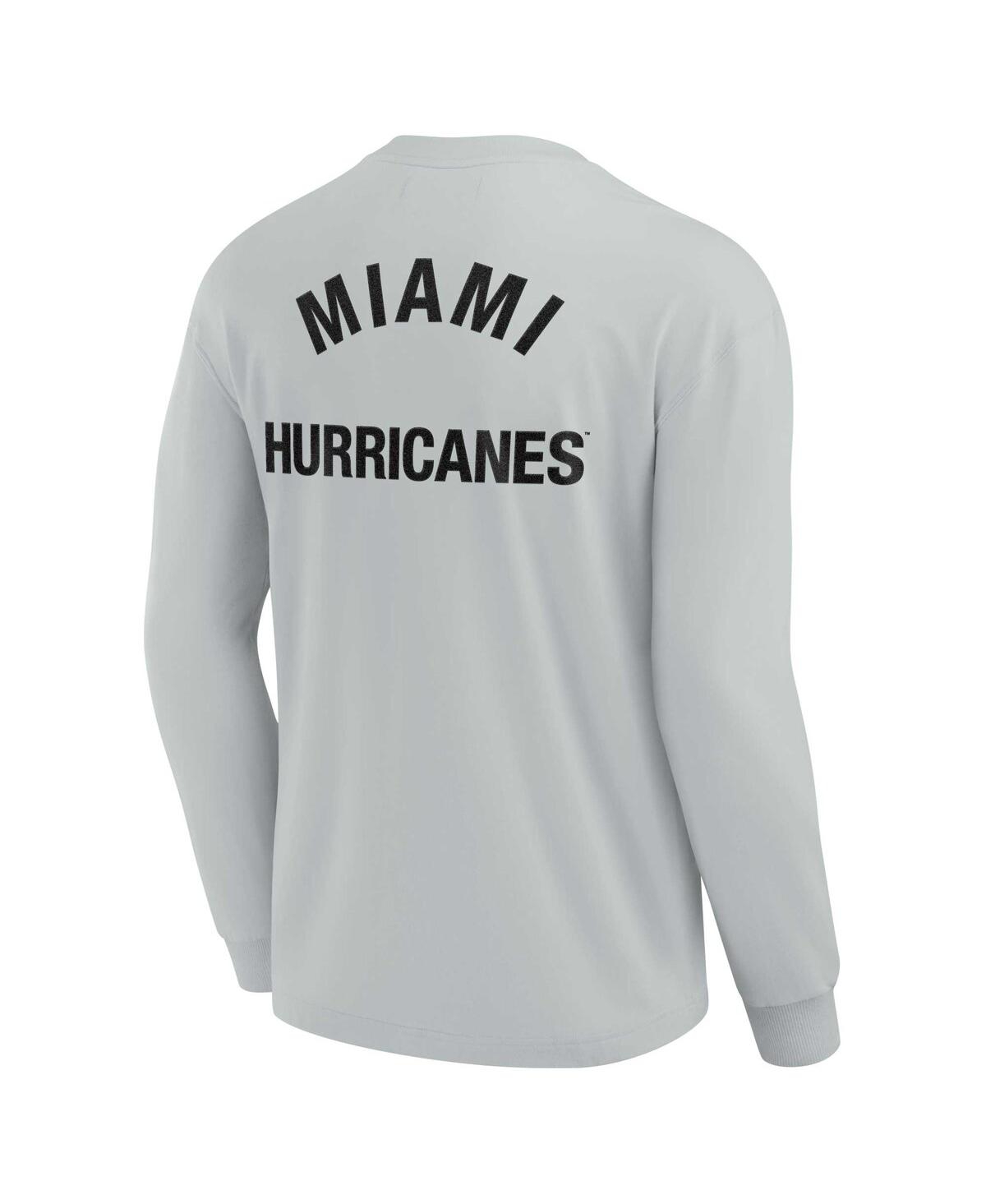 Shop Fanatics Signature Men's And Women's  Gray Miami Hurricanes Super Soft Long Sleeve T-shirt