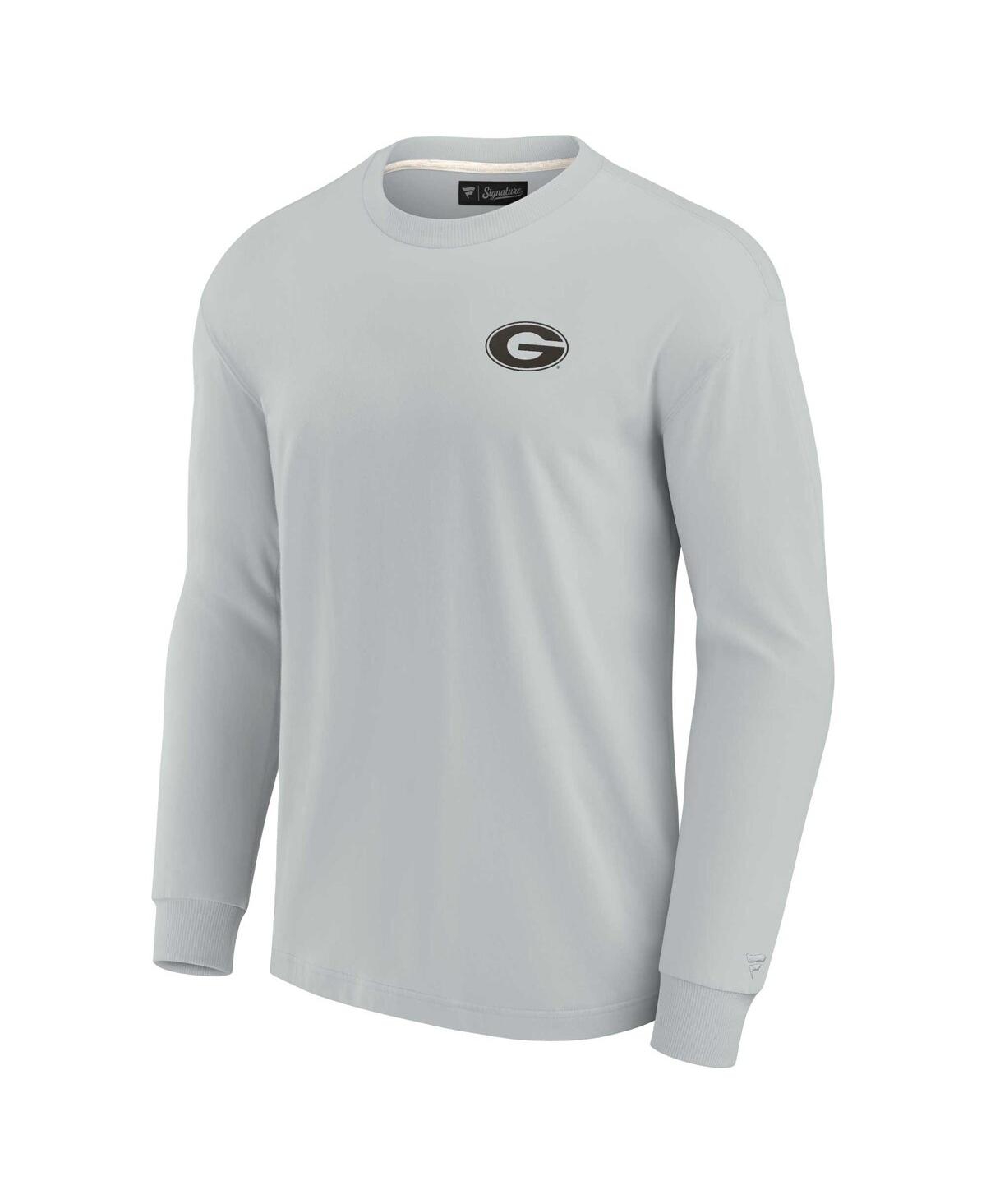 Shop Fanatics Signature Men's And Women's  Gray Georgia Bulldogs Super Soft Long Sleeve T-shirt