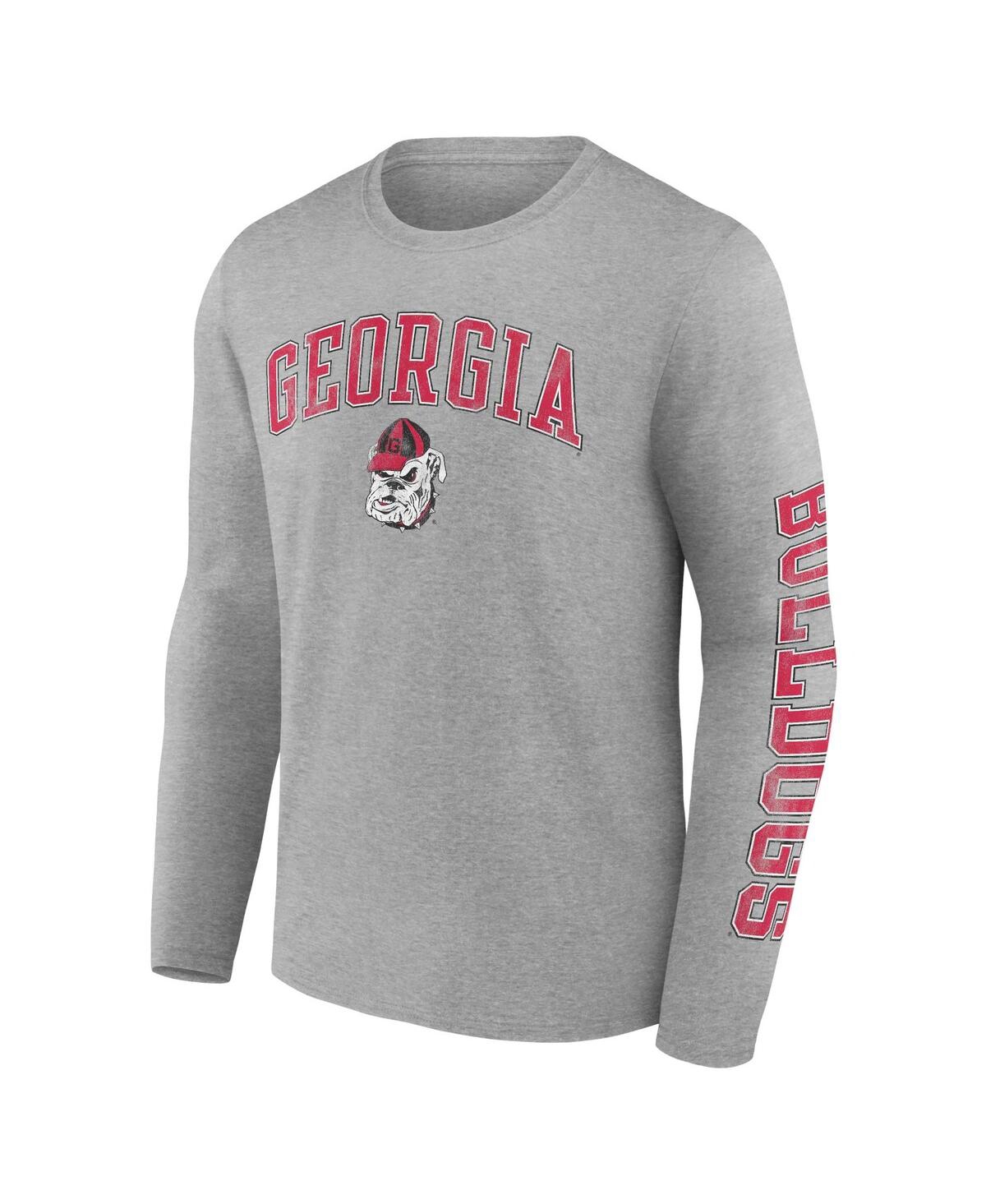Men's FanaticsGeorgia Bulldogs Distressed Arch Over Logo Long Sleeve T-shirt - Heather Gray